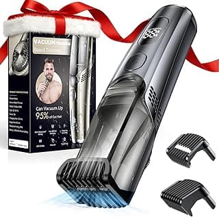 Vacuum Beard Trimmer for Men, New Version Adjustable Precision Trimming Length with 2 Comb, Electric Cordless Vacuum Trimmer for Beard, Waterproof and Rinses Easy, Blades for Skin fit