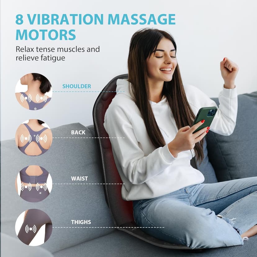 5 Modes, 4 Intensities, 2 Heat Levels, Vibration Chair Pad for Desk Workers Home Office Chairs Recliner Relaxation Gifts CuPiLo Back Massager with Heat, Vibration Massage Seat Cushion for Chair B0C5Q7P3Z8