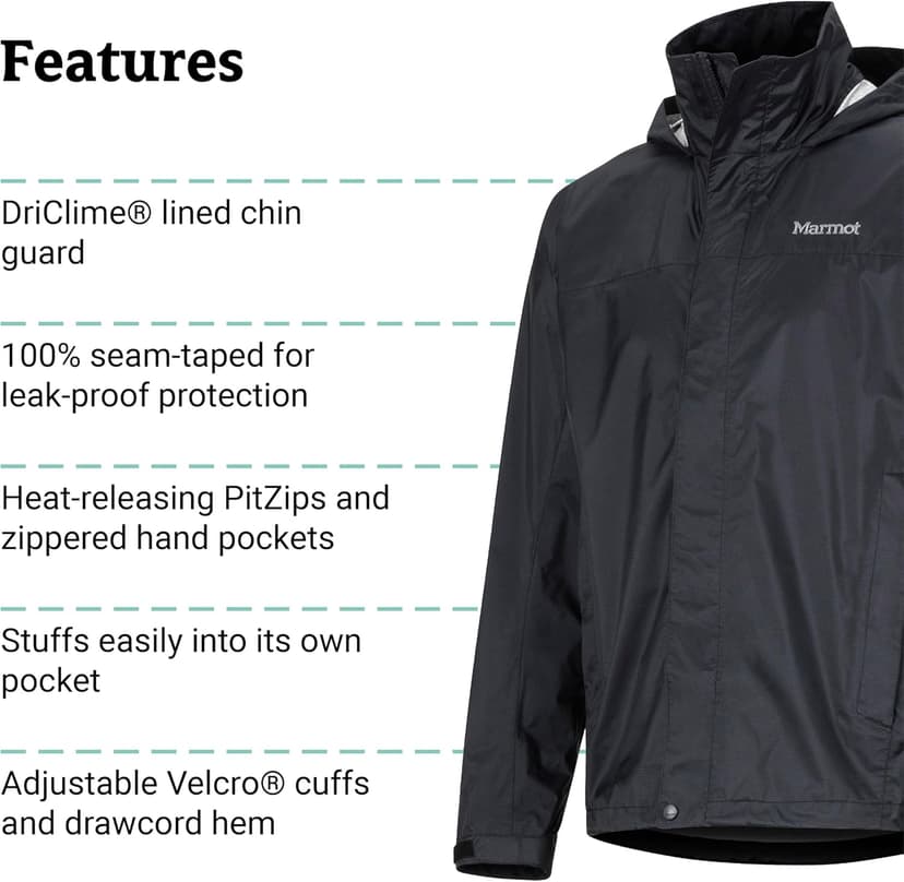MARMOT Men's Precip Eco Waterproof Rain Jacket - 100% Recycled, Breathable, Lightweight, Packable Raincoat