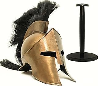 300 Spartan Helmet Medieval Armour King Leonidas Greek Spartan 300 Roman Helmet with Wooden Stand Rustic Vintage Home Decor Gifts