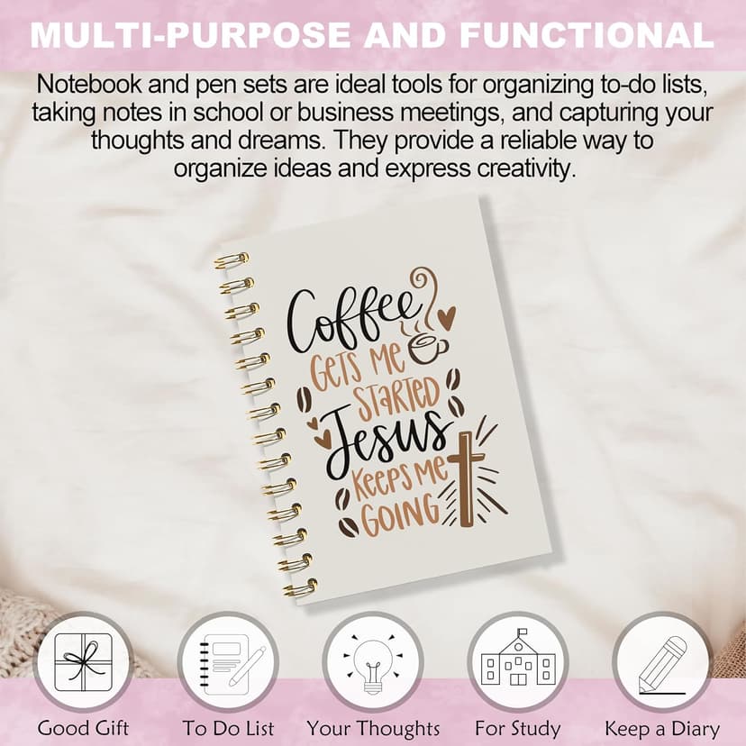 WFSM Coffee and Jesus Notebook - Coffee Christian Journal, Coffee Jesus Spiral Notebook, Coffee Christian Jesus Decor, Jesus Gifts for Women, Gifts for Coffee Lovers, Christian Gifts, 5.5x8.3 Inches B0DJKV6SK2