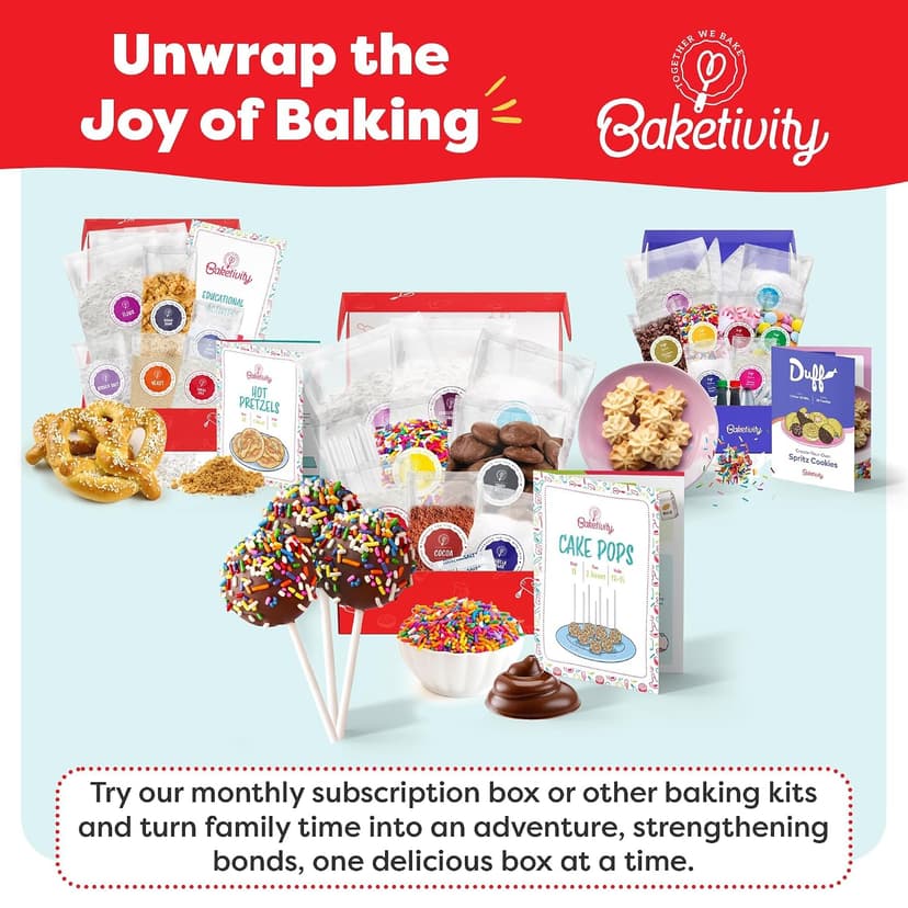 Bake 10–12 Treats with Decorating Supplies, Activity Book, and Simple Recipe Gift Idea for Boys and Girls Ages 4-12 Baketivity DIY Cake Pop Kids Baking Kit with Pre-Measured Ingredients B01L5XL49G