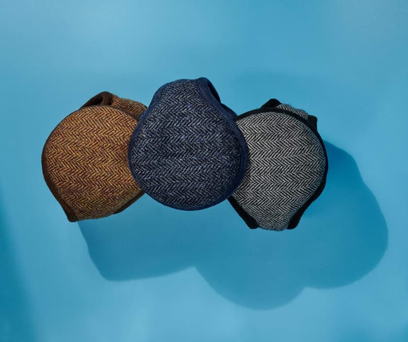 180s 180s Men's Wool Behind-the-Head Ear Warmer (Navy Herringbone)