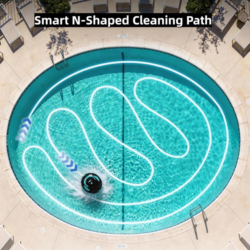 Robotic Pool Cleaner, Cordless Pool Vacuum Robot,Dual Motors & Filters, Smart Self-Parking,IPX8 Waterproof,Powerful Suction, Inground/Over-Ground Pool Skimmer (Button Operation-update4)