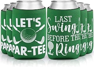 CiyvoLyeen Golf Beer Can Cooler, Bachelor Party Can Sleeves Neoprene Insulator Drink Glasses Cup Holders for Golfer Gifts Wedding Outdoor Activities Supplies Let’s Par-Tee 6PCS