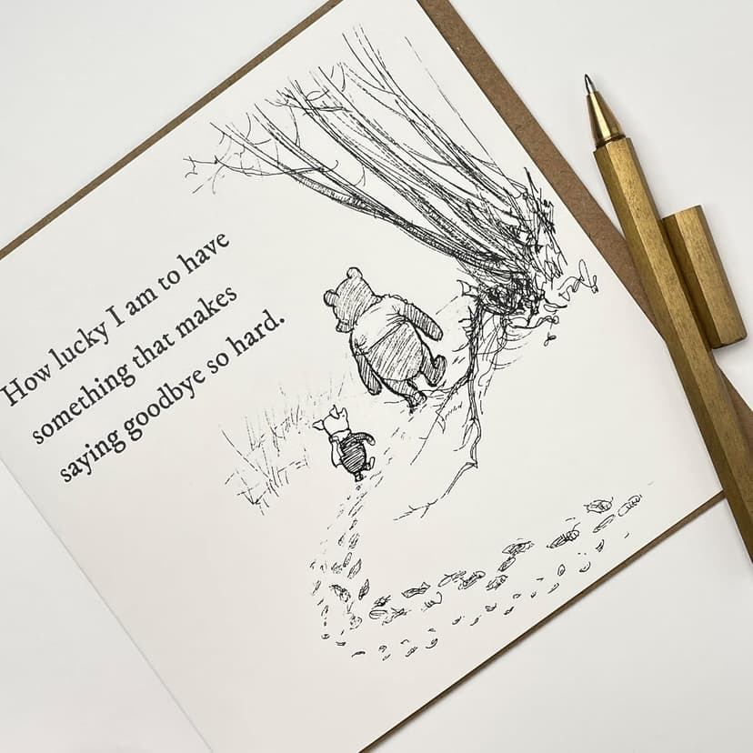 Old English Co. Winnie The Pooh Leaving Card for Him or Her - Friendship Quote from Winnie The Pooh and Piglet for Sister, Cousin, BFF - Thinking of You Sympathy Card | Blank Inside with Envelope B0C9V74FDS