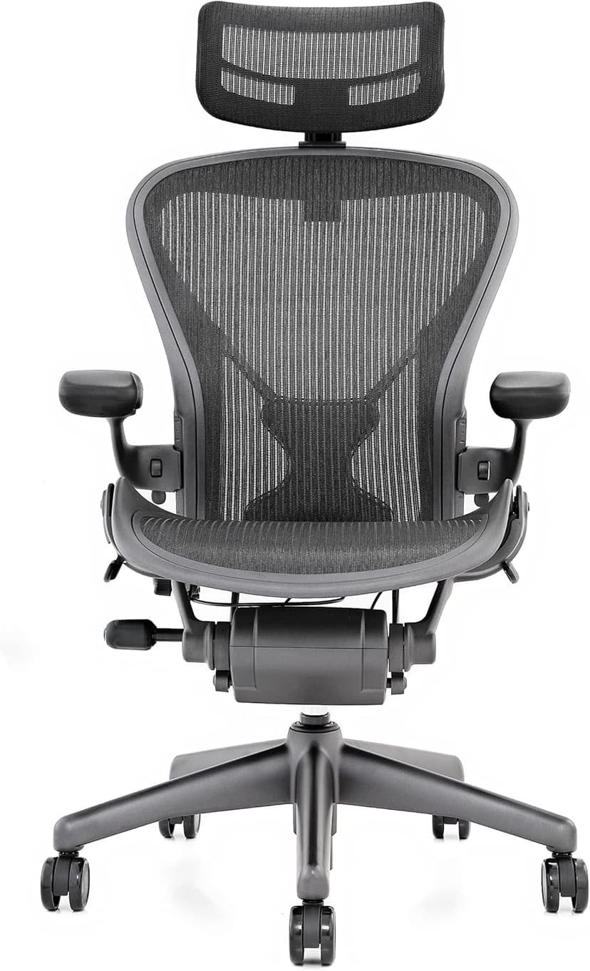 Aeron Chair by Herman Miller - Highly Adjustable Graphite Frame - with PostureFit - Carbon Classic (Medium)