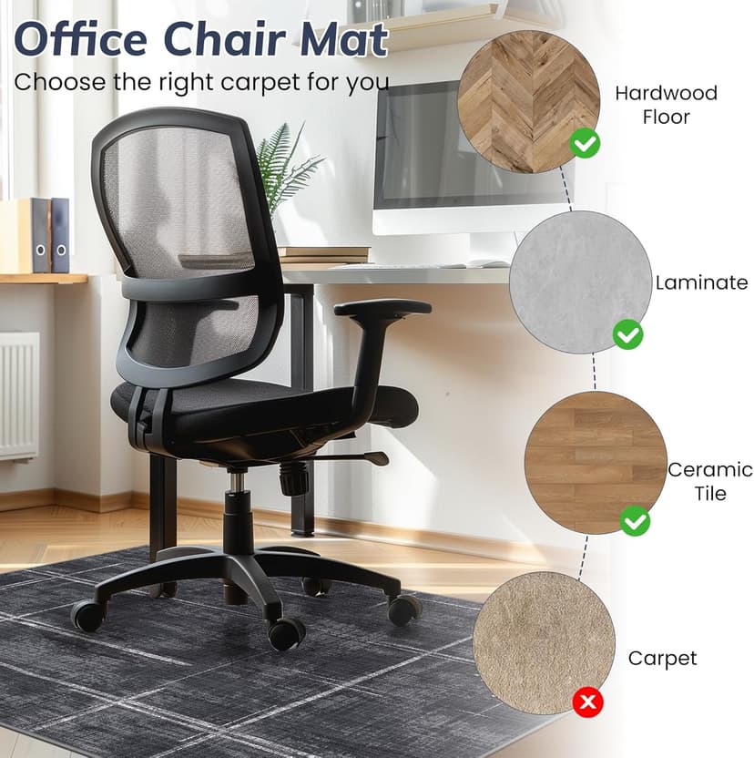 Office Chair Mat for Hardwood Floor&Tile Floor,36"X 48" Heavy Duty Desk Chair Mat for Hard Floors,Under Desk Rug for Rolling Computer Chair,Anti Slip,Low Pile Carpet Floor