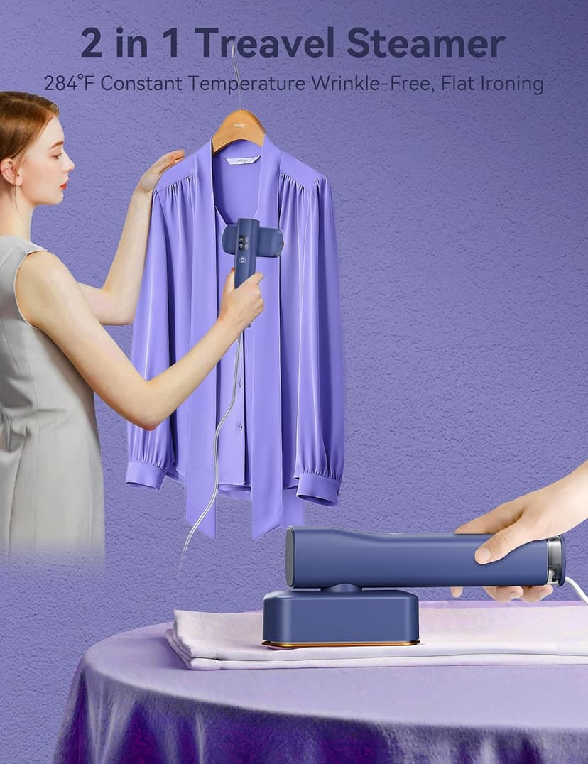 Steamer for Clothes,Sundu Portable 2-in-1 Travel Steamer&Iron,15s Fast Heat-up,100ml Water Tank,Ironing Gloves,25 Min Powerful Continuous Steam,1200W&4 Modes Light Steam Iron for Travel&Home(Blue)