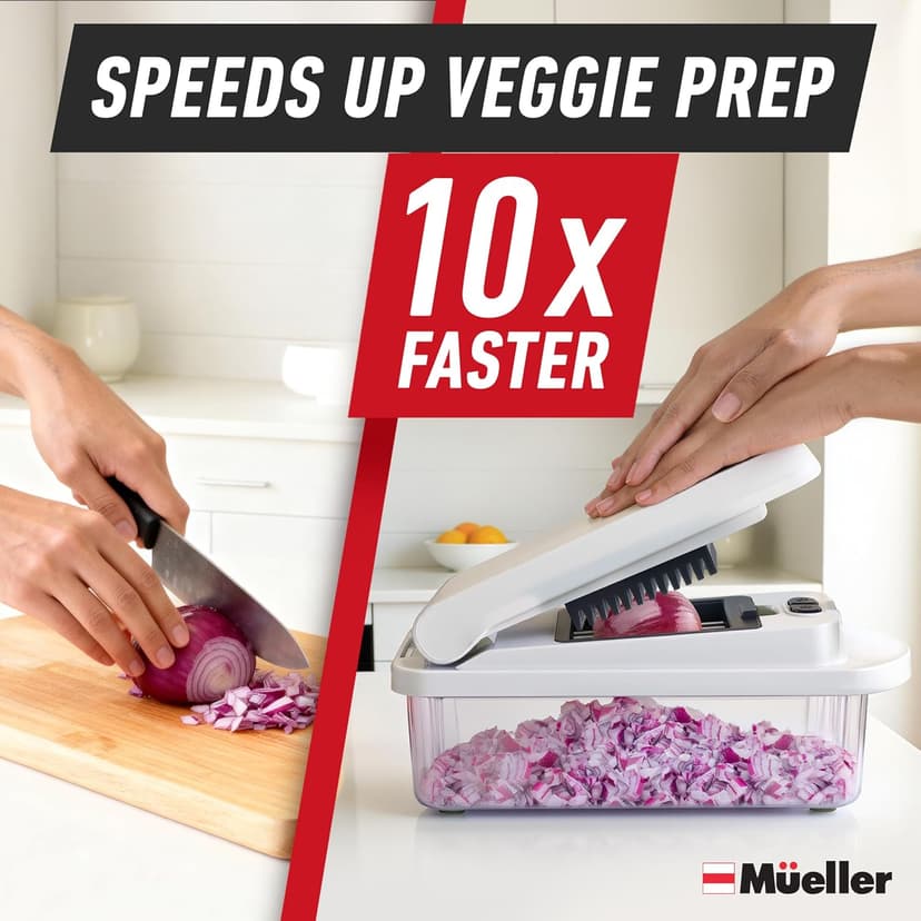 Mueller Pro-Series 10-in-1, 8 Blade Vegetable Chopper, Mandoline Slicer, Food Chopper with Container, Fruit Slicer, Kitchen Gadgets & Accessories, Home Essentials