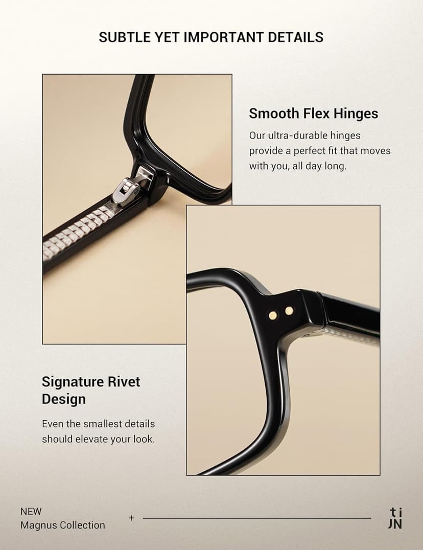 TIJN Magnus Blue Light Blocking Glasses for Women Men,Square Cat Eye Frame Bluelight Glasses for Gaming/Computer/Screen