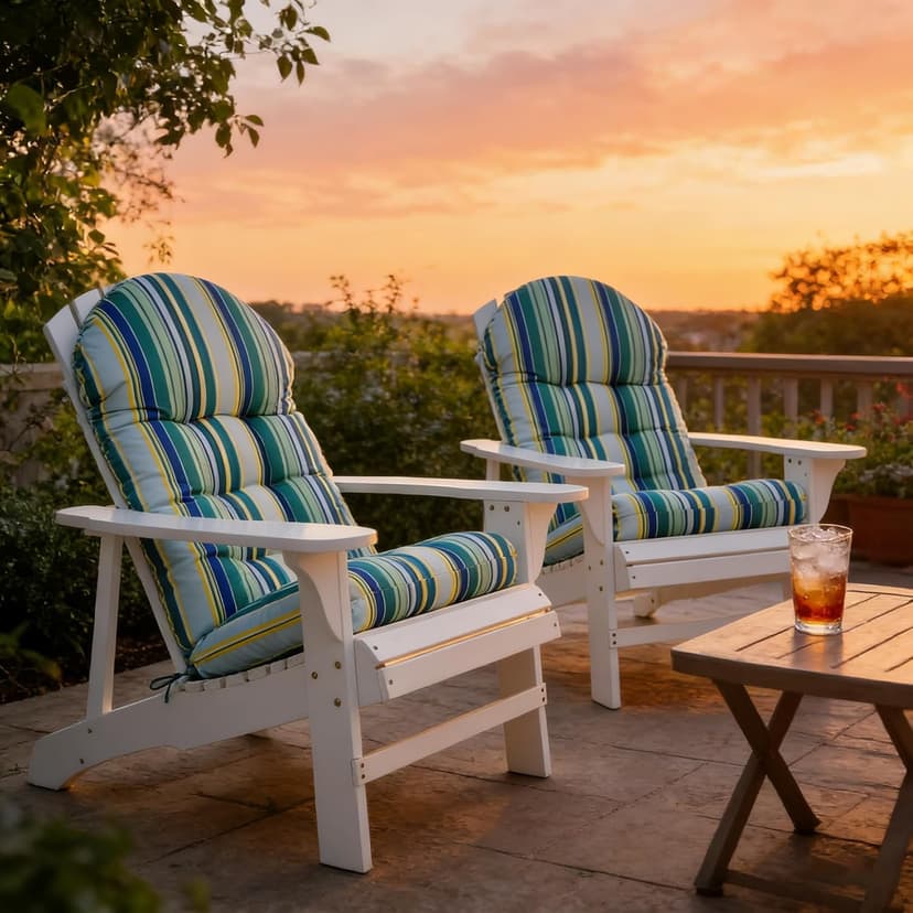 Enipate Weather Resistant Adirondack Chair Cushions High Back Indoor Outdoor Patio Tufted Thicken Lounge Cushion Seat Pads