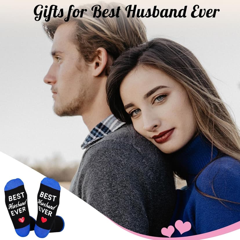 ZXGXLAW Christmas Gifts Idea for Best Husband Ever, Dad Men Funny Fathers Day Socks Birthday Valentines