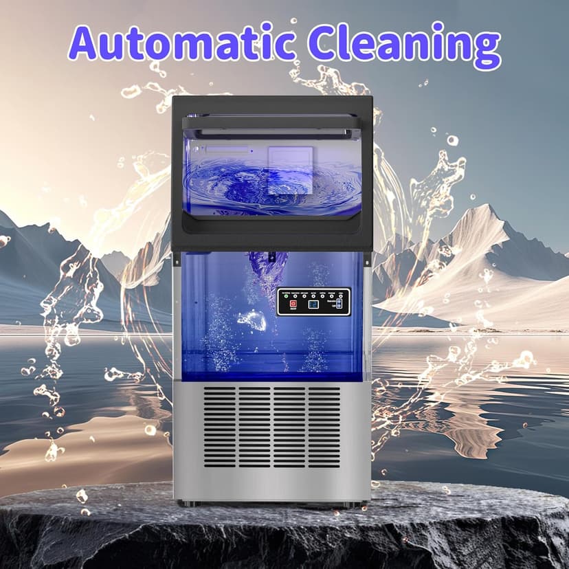 Commercial Nugget Ice Maker 80Lbs/24H with 15Lbs Storage, Stainless Steel Pellet Ice Machine, Ready in 10-15 Mins, Self-Cleaning for Home Office Bars Restaurants