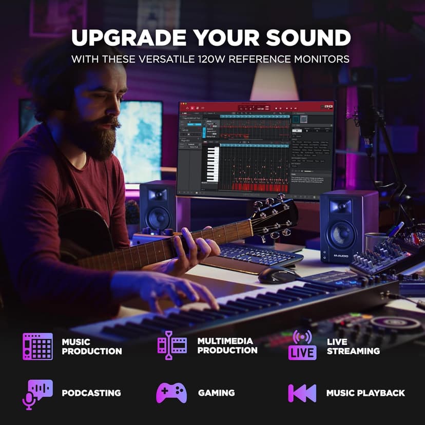 M-AUDIO BX3 Pair 3.5" Wired Studio Monitors and PC Speakers for Recording and Multimedia with Music Production Software