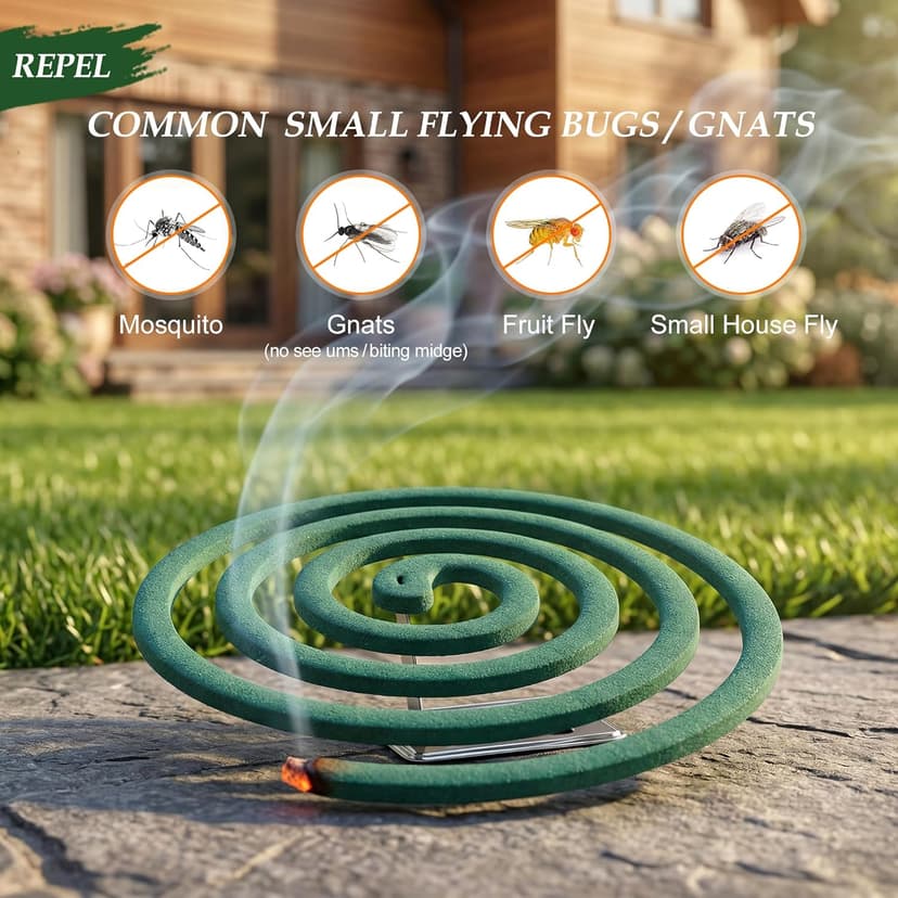 KICKOUTOR Mosquito Repellent Incense Coils with Natural Citronella Oil, 20 Coils & 4 Stands, DEET-Free Outdoor Protection for Patio, Backyard & Camping, Burns 5-7 Hours Against Gnats & No-See-Ums
