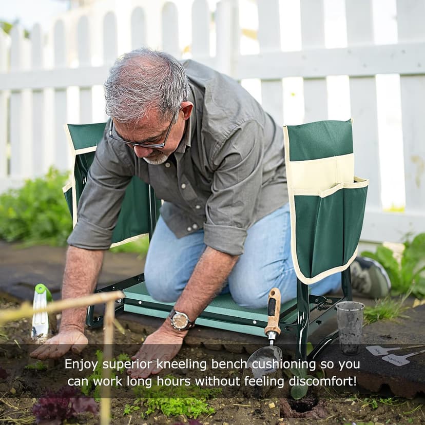 KVR Upgraded Garden Kneeler and Seat with Thicken & Widen Soft Kneeling Pad,Heavy Duty Foldable Gardener Stool with 2 Tool Pouches,Gardening Gifts for Women Mom Men Seniors¡­… B0972Y5LTY