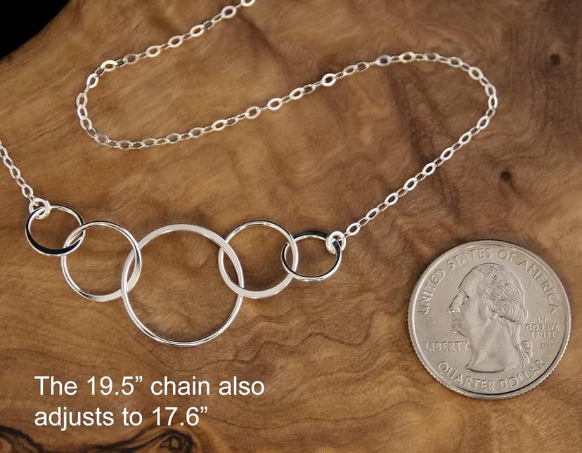 EFYTAL 50th Birthday Gifts for Her, Classy Sterling Silver 5 Circle Necklace, 1975 Birthday Gifts for Women, 50 and Fabulous