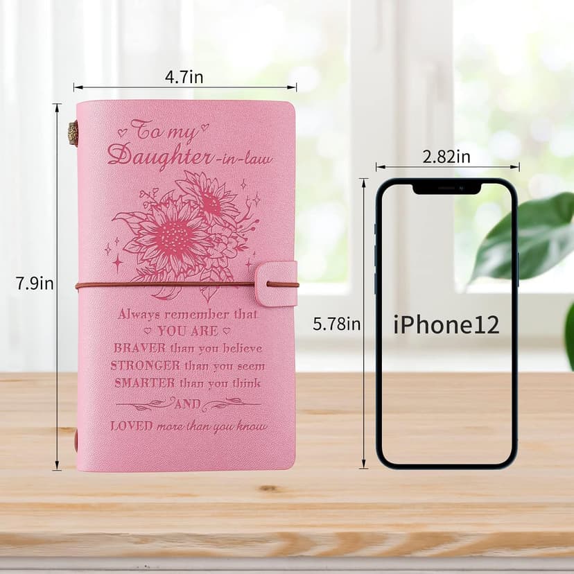 140 Page Refillable Journal Christmas Mothers Day Gifts for Daughter In Law from Mother In Law Daughter In Law Gifts Leather Journal, Daughter In Law Birthday Gifts B0BVVJKNSR