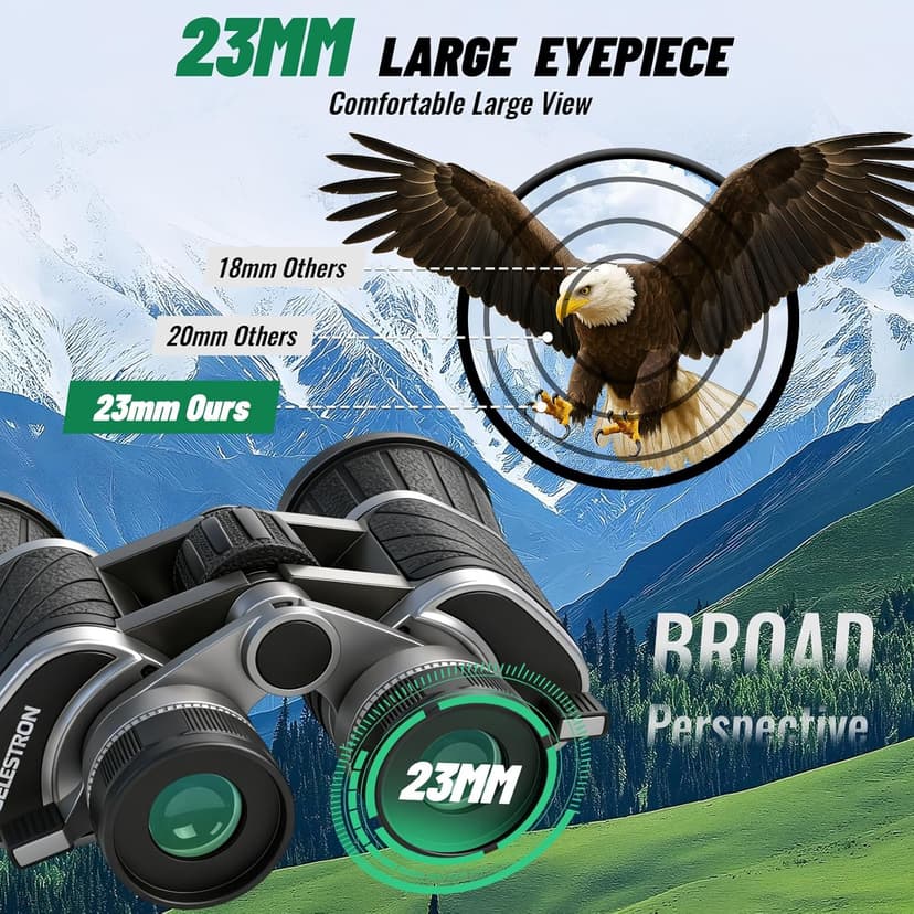 10x50 Binoculars with Dual Independent Eyepiece Adjustment, with BAK4 Prism FMC Lens Low Light Vision & Large View - Professional Binocular for Bird Watching Hunting Stargazing Sports Travel