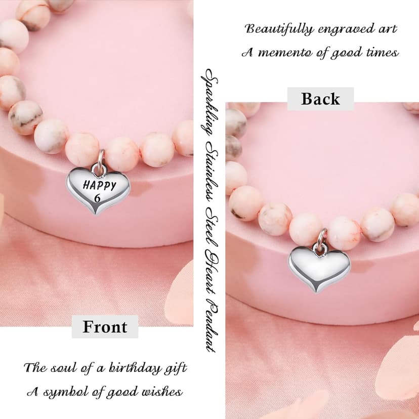 Sereney Birthday Gifts for Girls, Beaded Bracelets as 1 3 4 5 6 7 8 9 10 11 12 13 15 16 Year Old Birthday Gift, Adjustable Stone/Pearl Bracelet as Happy Birthday Gifts for Daughter Granddaughter Niece