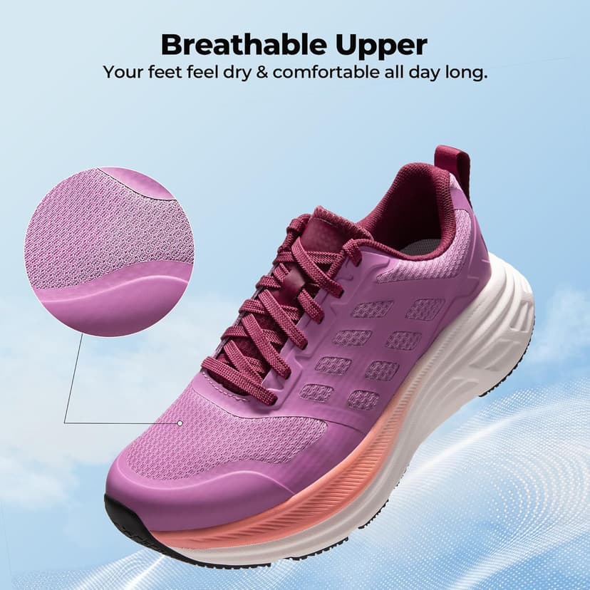 NORTIV 8 Women's Walking Shoes Cushion Running Tennis Shoes ActiveFloat Non-Slip Comfortable Breathable Workout Gym Sports Athletic Fashion Sneakers