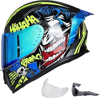 ILM Motorcycle Helmet Full Face with Pinlock Compatible Clear&Tinted Visors and Fins Street Bike Motocross Casco DOT Model Z501(Surprise Yellow, Large)