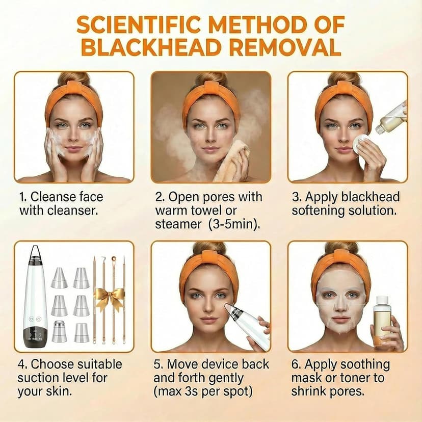 2026 Pore Vacuum, USB Rechargeable Blackhead Remover Vacuum,3 Levels Adjustable Pore Vacuum Blackhead Remover, with 6 Suction Power Probe,4 Golden Needle face Vacuum Pore Cleanser Kit-White