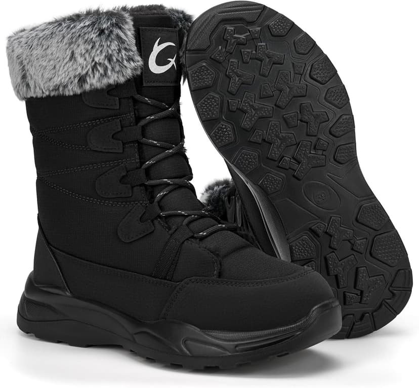 Larwen Womens Snow Boots for Winter: Comfortable Warm Fur Lined Anti Slip Mid-calf Booties for Walking