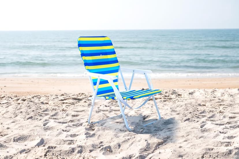 CARIBBEAN JOE Folding Beach Chair, 1 Position Lightweight and Portable Foldable Outdoor Camping Accessories with Carry Strap (Bold Stripe, 200lbs Capacity)