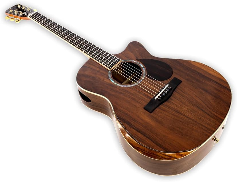 TARIO 41'' Electric Acoustic Antique Guitar Solid Acacia Top Acacia Back and Sides Mahogany Neck