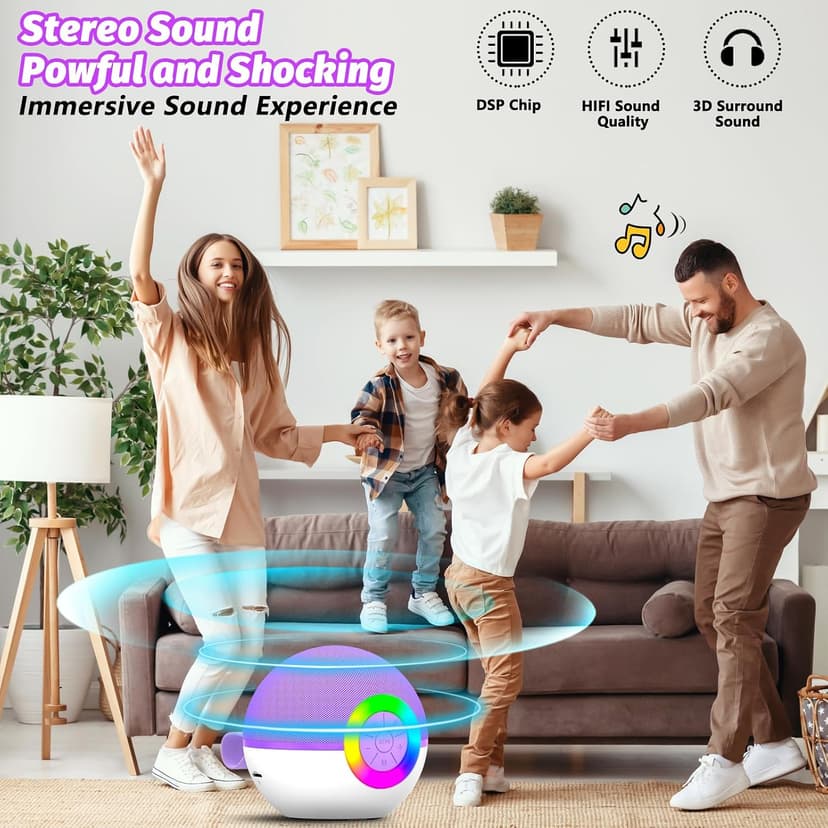 goopow Mini Karaoke Machine Speaker for Kids Adults, Portable Bluetooth Microphone Song Toys with LED Light, Best Chritmas Birthday Festival Gift for 3 4 5 6 7 8+ Year Old Girls Boys (Purple-2MIC) B0D4TMSXJ8