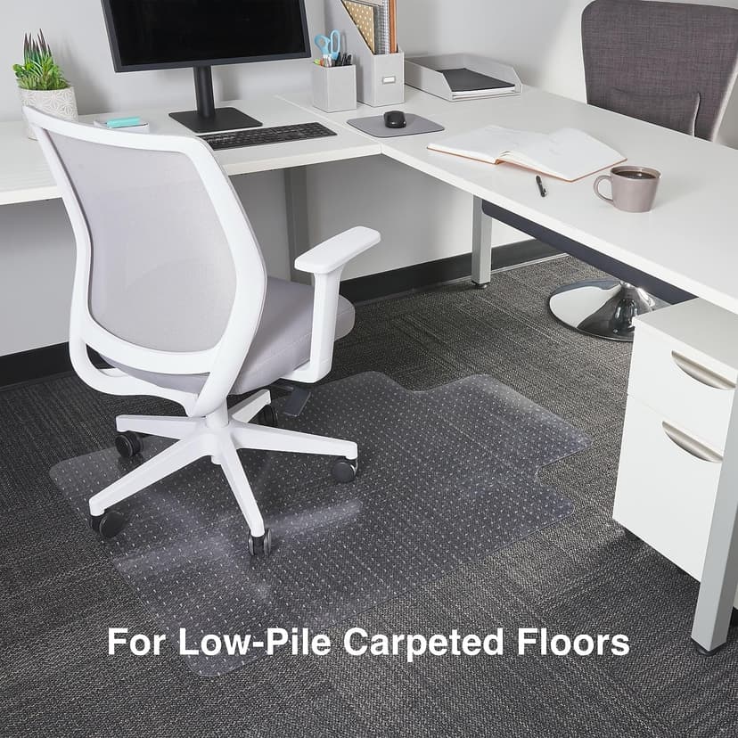 Staples Office Chair Mat, Clear Floor Mats with Lip, Flat-Pile Carpets, Extended Under-Desk Coverage, 35.5" x 47.5 Inch, Smooth Glide