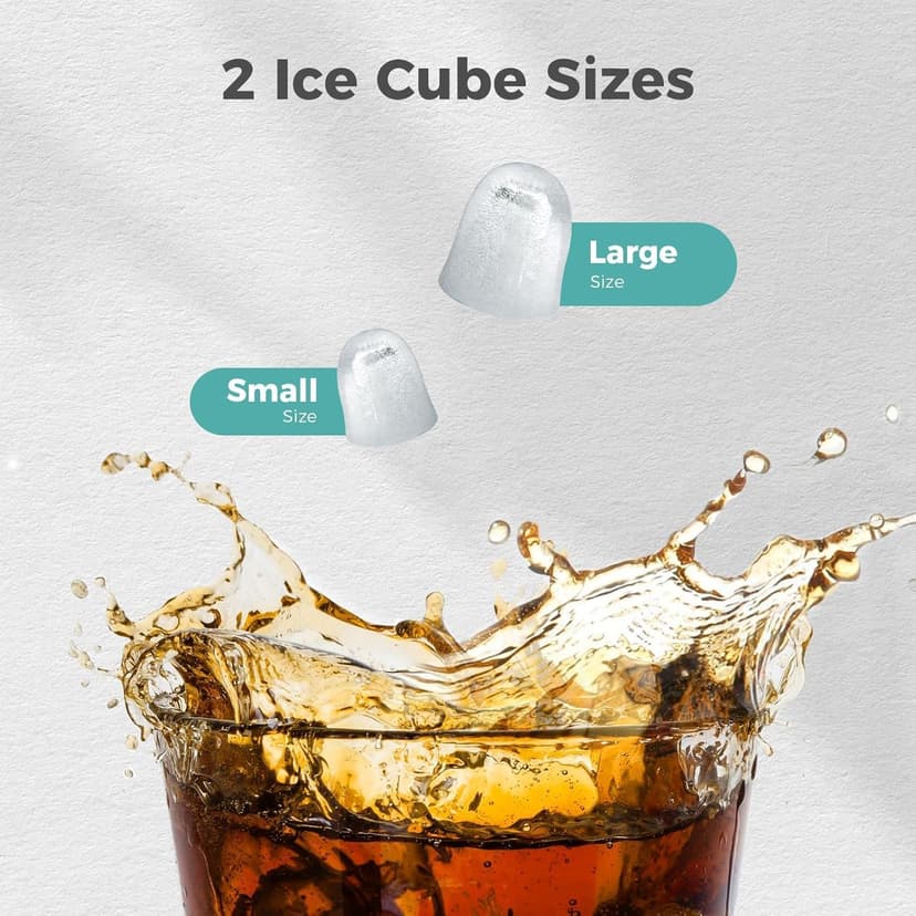 Kismile Ice Maker Countertop with 8 Bullet Ice in 6 Mins, Compact Countertop Design, Portable and Simple One-Touch Operation Efficient for Home/Office Use（Grey）