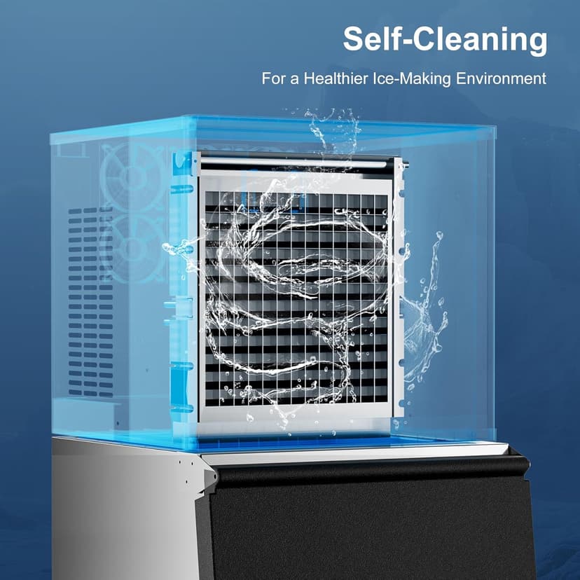 COTLIN Commercial Ice Maker, 550LBS/24H with 350LBS Storage, Commercial Ice Machine with Self-Cleaning, Ice Ready in 5–15 Min, Timing Function, Ice Thickness Adjustment, Stainless Steel, ETL Approval