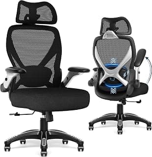 GABRYLLY Ergonomic Office Chair, Big and Tall Mesh Chair with Adjustable Lumbar Support, 5D Arms & Wide Seat, 135° Recline Home Desk Computer Chairs for Work Gaming, Heavy Duty,400LBS - Black