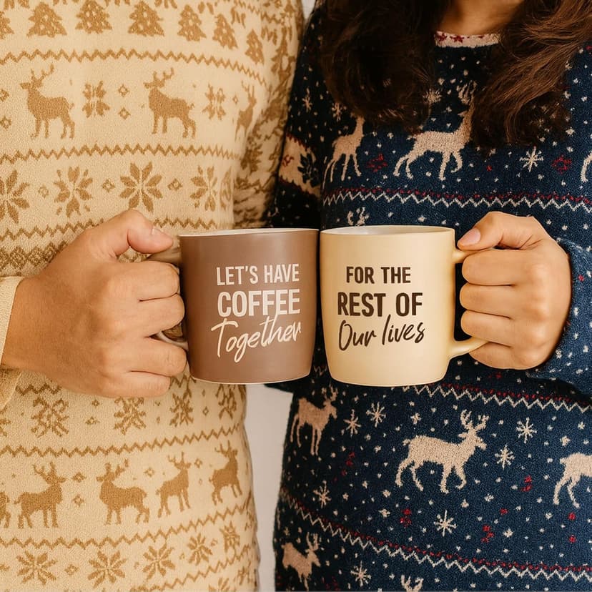 Engagement Wedding Gifts for Couple, Bride & Groom, Newlywed, Bridal Shower, His and Hers, Mr and Mrs, Christmas, Valentine's Triple Gifffted Lets Have Coffee Together Mug Set For Couples, 13oz Ceramic B0DP5GFK31