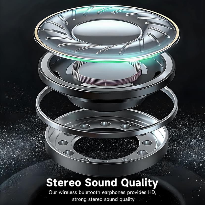 Wireless Earbuds Bluetooth Headphones 96H Playtime LED Display Waterproof Built in Mic Deep Bass Sound Secure Over Ear buds Earhooks for iPhone Android Samsung Cell Phones Sport Workout Gaming Running