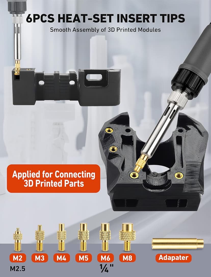 21-in-1 3D Printer Smoothing Tool Kit, 80W LCD Digital Adjustable Temperature Soldering Welding Iron Kit with Insert Brass Heatset Nuts & Soldering Tips, Fast Heating 3D Printing Modify Finishing Tool