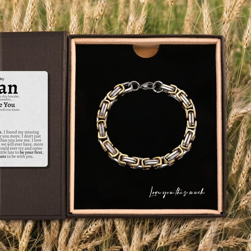 Love You This Much Steel Twist Bracelet for Him - Birthday & Wedding Gift for Husband, Boyfriend, or Fiance