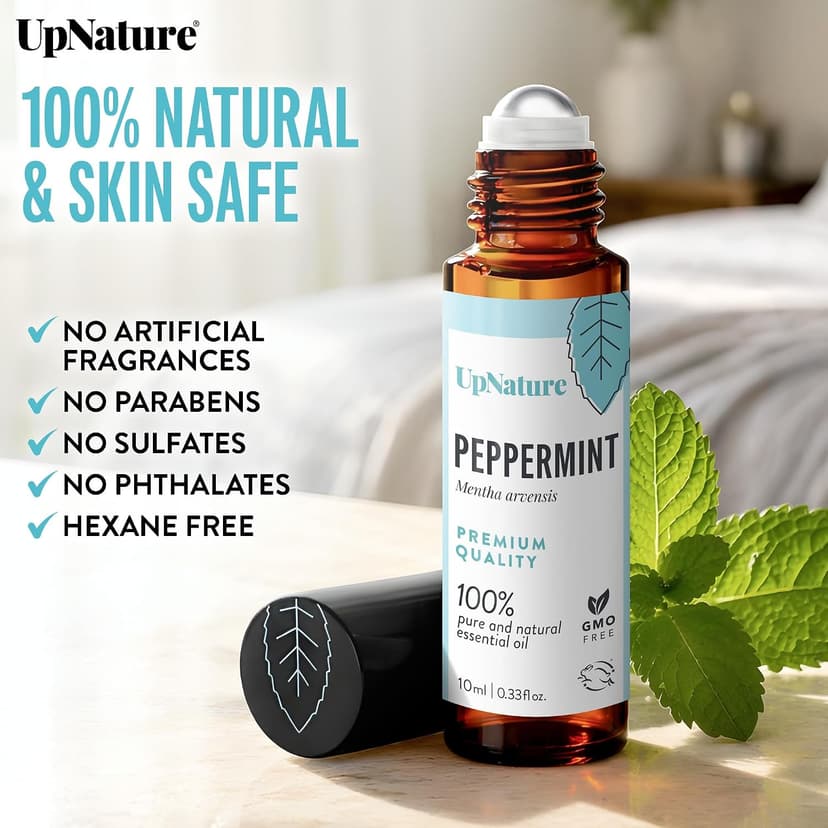 100% natural peppermint essential oil roll-on for nausea, morning & motion sickness relief - pregnancy essentials, chemo UpNature Peppermint Oil Roll On for Pregnancy Nausea & Morning Sickness B07JDX322C