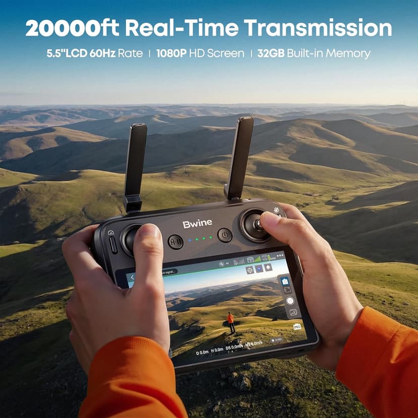 Bwine F7MINI 4K(RC3) Drones with Camera for Adults, 8K Photo 4K Video, RC with 1080P Screen, 20000ft Transmission, 64min Flight, 3-Axis Gimbal, 249g FAA-Exempt, GPS Track, Auto Return, Beginner Mode