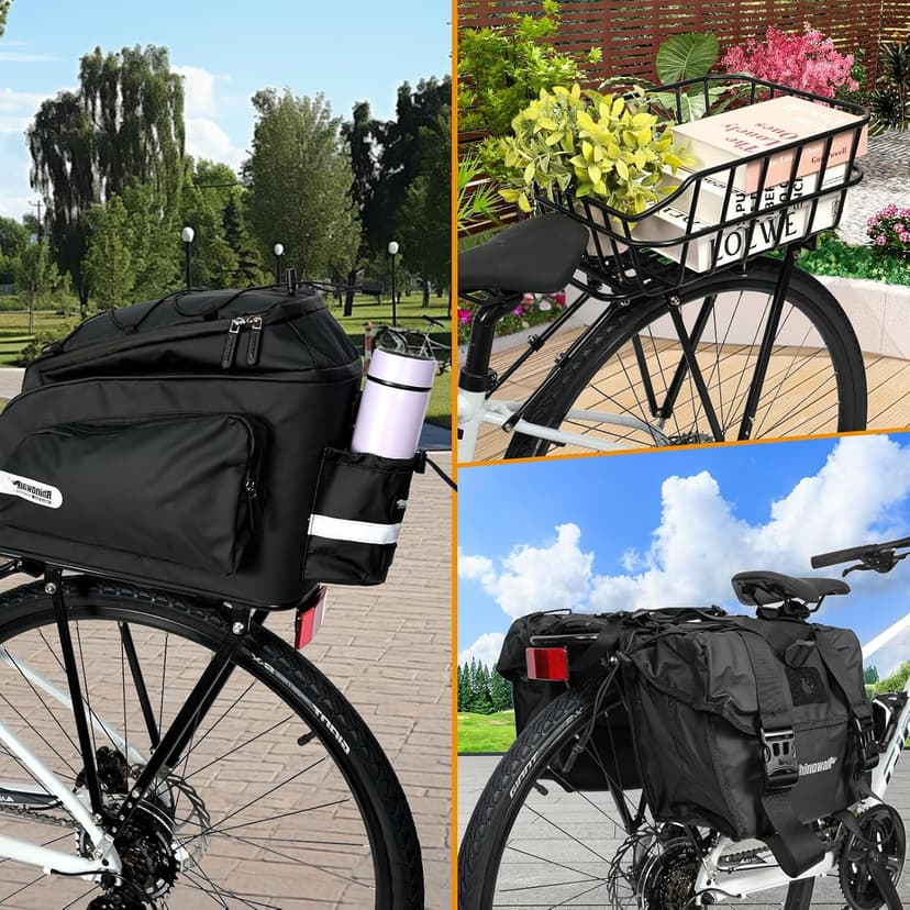 Bike Rear Rack Aluminum: Fits Most 26-29" No Disc Brake & Some Disc Brake Bikes (See The Image Gallery to Check Compatibility), 60lbs Capacity Bike Cargo Rack, Assembly