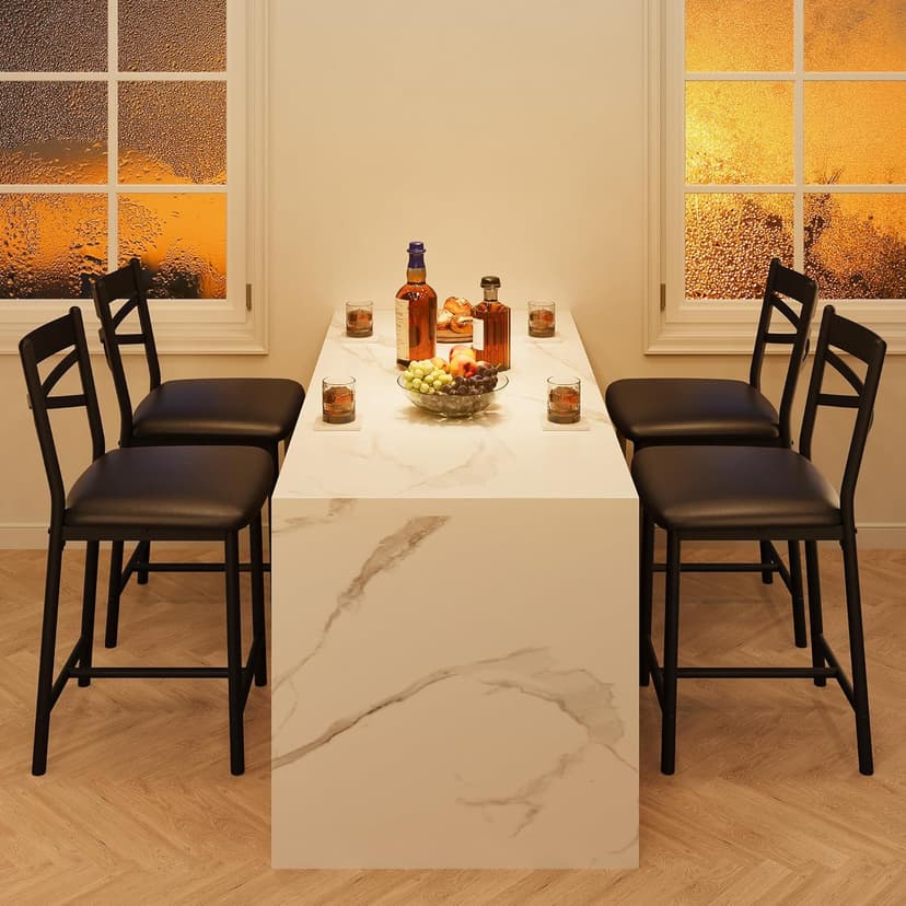 IDEALHOUSE 26 Inch Bar Stools Set of 4, Upholstered Bar Chairs with Back, Thick Cushion, Counter Height Barstools for Kitchen Island Apartment Counter Bar (4)