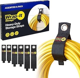 Garage Storage Extension Cord Organizer Cable Straps and Yard Cord Storage for Hose Organizer, Tools, RV Accessories Heavy-Duty Wrap-It Storage Straps - Assorted 6-Pack B06Y5Q4VZD