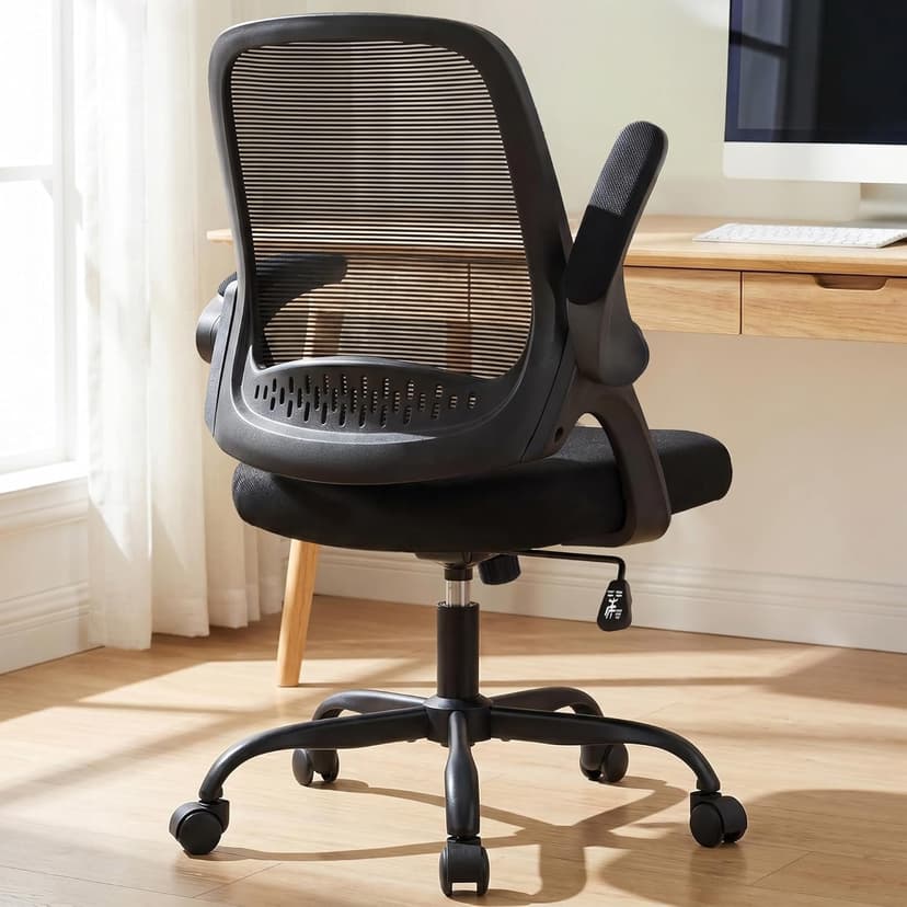 NEO CHAIR Office Chair Gaming Desk Computer Mesh Ergonomic Chair with Flip-up Arms Comfy Lumbar Support Adjustable Height Rolling Wheels Chair for Home Office (All Black)