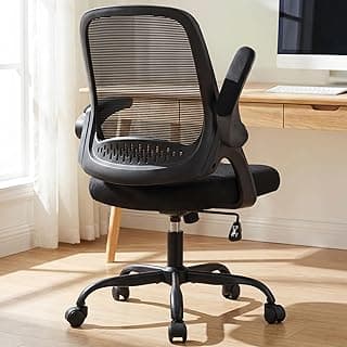 NEO CHAIR Office Chair Gaming Desk Computer Mesh Ergonomic Chair with Flip-up Arms Comfy Lumbar Support Adjustable Height Rolling Wheels Chair for Home Office (All Black)