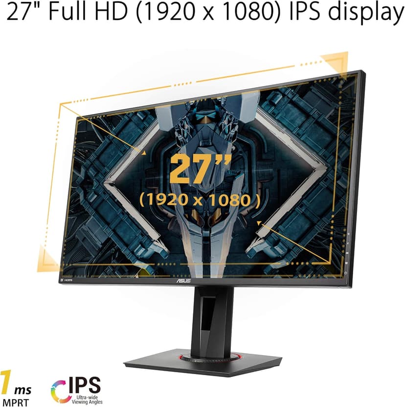 ASUS TUF Gaming 27” 1080P Monitor (VG279QR) - Full HD, IPS, 165Hz, 1ms, Extreme Low Motion Blur, G-SYNC Compatible, Shadow Boost, VESA Mountable, DisplayPort, HDMI, Height Adjustable