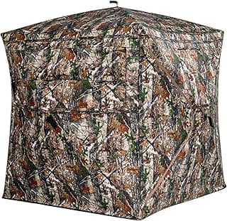 Hunting Blind 360 Degree See Through, 2-3 & 3-4 Person Pop Up Ground Blind for Deer and Turkey, Portable Camouflage Tent with Quiet Zipper Door and Carrying Bag