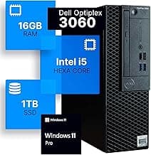 Dell Optiplex 3060 Desktop Computer | Intel i5-8500 (3.2) | 16GB DDR4 RAM | 1TB SSD Solid State | Windows 11 Professional | Home or Office PC (Renewed)